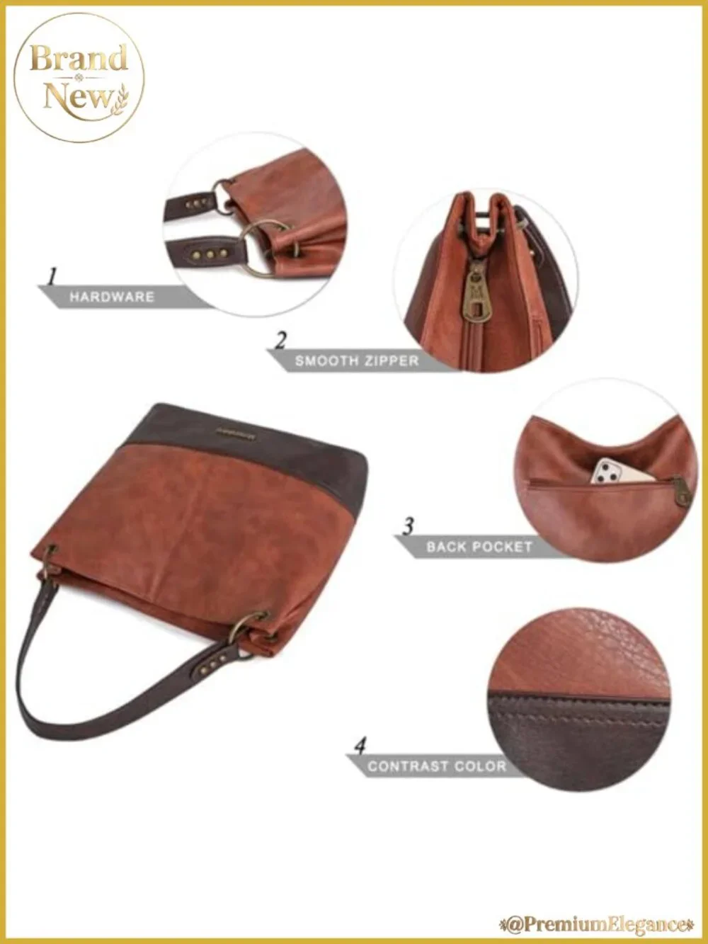 Women's Hobo Bag Slouchy Shoulder Tote Vegan Leather Large Capacity